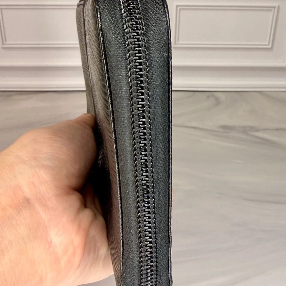 Salvatore Ferragamo Travel Organizer | Black Leather Zip | Passport Holder | New